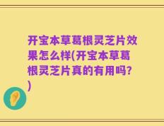 开宝本草葛根灵芝片效果怎么样(开宝本草葛根灵芝片真的有用吗？)