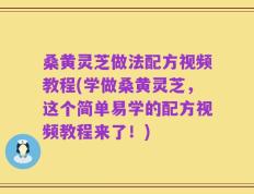 桑黄灵芝做法配方视频教程(学做桑黄灵芝，这个简单易学的配方视频教程来了！)