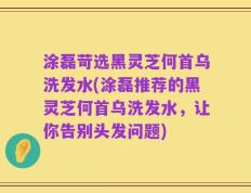 涂磊苛选黑灵芝何首乌洗发水(涂磊推荐的黑灵芝何首乌洗发水，让你告别头发问题)