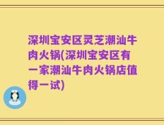 深圳宝安区灵芝潮汕牛肉火锅(深圳宝安区有一家潮汕牛肉火锅店值得一试)