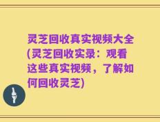 灵芝回收真实视频大全(灵芝回收实录：观看这些真实视频，了解如何回收灵芝)