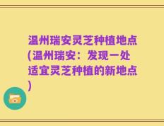 温州瑞安灵芝种植地点(温州瑞安：发现一处适宜灵芝种植的新地点)