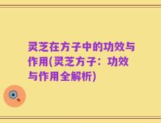 灵芝在方子中的功效与作用(灵芝方子：功效与作用全解析)