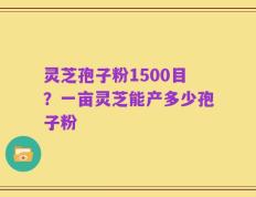 灵芝孢子粉1500目？一亩灵芝能产多少孢子粉