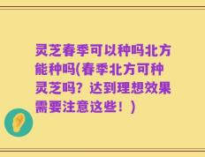 灵芝春季可以种吗北方能种吗(春季北方可种灵芝吗？达到理想效果需要注意这些！)
