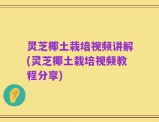 灵芝椰土栽培视频讲解(灵芝椰土栽培视频教程分享)