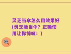 灵芝当伞怎么用效果好(灵芝能当伞？正确使用让你惊叹！)