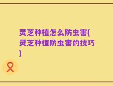 灵芝种植怎么防虫害(灵芝种植防虫害的技巧)