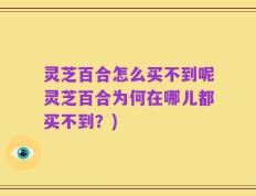 灵芝百合怎么买不到呢灵芝百合为何在哪儿都买不到？)
