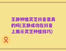 王静种植灵芝抖音是真的吗(王静成功在抖音上展示灵芝种植技巧)