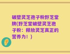 破壁灵芝孢子粉野芝堂牌(野芝堂破壁灵芝孢子粉：释放灵芝真正的营养力！)