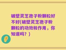 破壁灵芝孢子粉颗粒好不好(破壁灵芝孢子粉颗粒的功效和作用，你知道吗？)