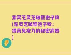 紫灵芝灵芝破壁孢子粉(紫灵芝破壁孢子粉：提高免疫力的秘密武器)