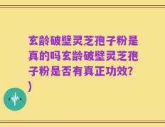 玄龄破壁灵芝孢子粉是真的吗玄龄破壁灵芝孢子粉是否有真正功效？)