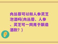 肉丛蓉可以和人参灵芝泡酒吗(肉丛蓉、人参、灵芝可一同用于酿造酒款？)