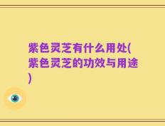 紫色灵芝有什么用处(紫色灵芝的功效与用途)