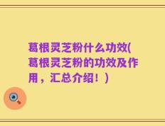 葛根灵芝粉什么功效(葛根灵芝粉的功效及作用，汇总介绍！)
