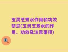玉灵芝煮水作用和功效禁忌(玉灵芝煮水的作用、功效及注意事项)
