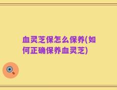 血灵芝保怎么保养(如何正确保养血灵芝)