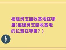 福建灵芝回收基地在哪里(福建灵芝回收基地的位置在哪里？)