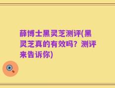 薛博士黑灵芝测评(黑灵芝真的有效吗？测评来告诉你)