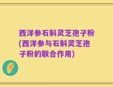 西洋参石斛灵芝孢子粉(西洋参与石斛灵芝孢子粉的联合作用)