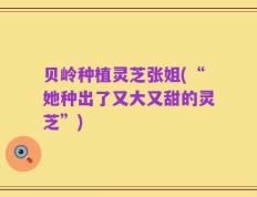 贝岭种植灵芝张姐(“她种出了又大又甜的灵芝”)
