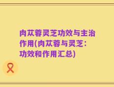 肉苁蓉灵芝功效与主治作用(肉苁蓉与灵芝：功效和作用汇总)