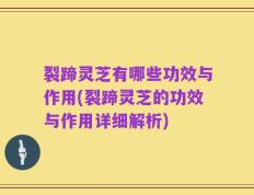 裂蹄灵芝有哪些功效与作用(裂蹄灵芝的功效与作用详细解析)