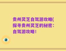 贵州灵芝自驾游攻略(探寻贵州灵芝的秘密：自驾游攻略！