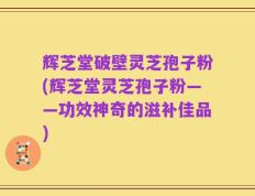 辉芝堂破壁灵芝孢子粉(辉芝堂灵芝孢子粉——功效神奇的滋补佳品)