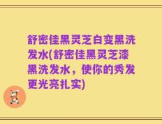 舒密佳黑灵芝白变黑洗发水(舒密佳黑灵芝漆黑洗发水，使你的秀发更光亮扎实)