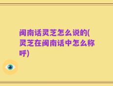 闽南话灵芝怎么说的(灵芝在闽南话中怎么称呼)