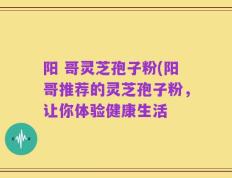 阳 哥灵芝孢子粉(阳哥推荐的灵芝孢子粉，让你体验健康生活