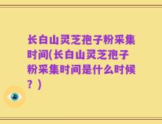 长白山灵芝孢子粉采集时间(长白山灵芝孢子粉采集时间是什么时候？)