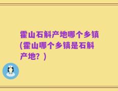 霍山石斛产地哪个乡镇(霍山哪个乡镇是石斛产地？)