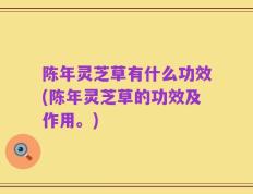 陈年灵芝草有什么功效(陈年灵芝草的功效及作用。)