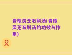 青榄灵芝石斛汤(青榄灵芝石斛汤的功效与作用)