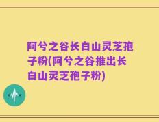阿兮之谷长白山灵芝孢子粉(阿兮之谷推出长白山灵芝孢子粉)