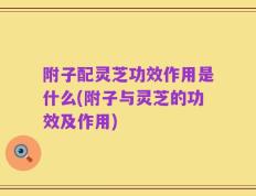 附子配灵芝功效作用是什么(附子与灵芝的功效及作用)