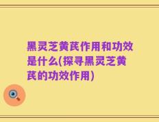 黑灵芝黄芪作用和功效是什么(探寻黑灵芝黄芪的功效作用)