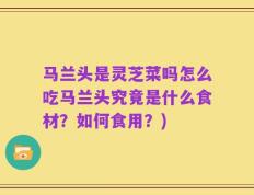 马兰头是灵芝菜吗怎么吃马兰头究竟是什么食材？如何食用？)