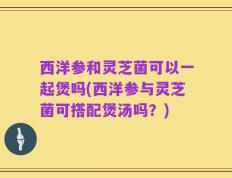 西洋参和灵芝菌可以一起煲吗(西洋参与灵芝菌可搭配煲汤吗？)
