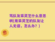 骂队友采灵芝什么意思啊(用采灵芝的队友让人无语，怎么办？)