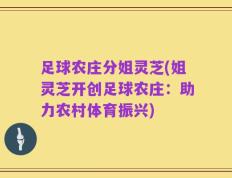 足球农庄分姐灵芝(姐灵芝开创足球农庄：助力农村体育振兴)