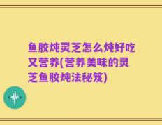 鱼胶炖灵芝怎么炖好吃又营养(营养美味的灵芝鱼胶炖法秘笈)