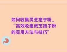 如何收集灵芝孢子粉_“高效收集灵芝孢子粉的实用方法与技巧”