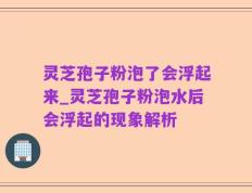 灵芝孢子粉泡了会浮起来_灵芝孢子粉泡水后会浮起的现象解析