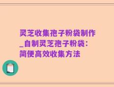 灵芝收集孢子粉袋制作_自制灵芝孢子粉袋：简便高效收集方法