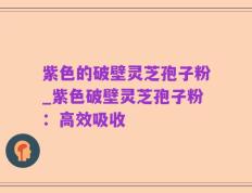 紫色的破壁灵芝孢子粉_紫色破壁灵芝孢子粉：高效吸收